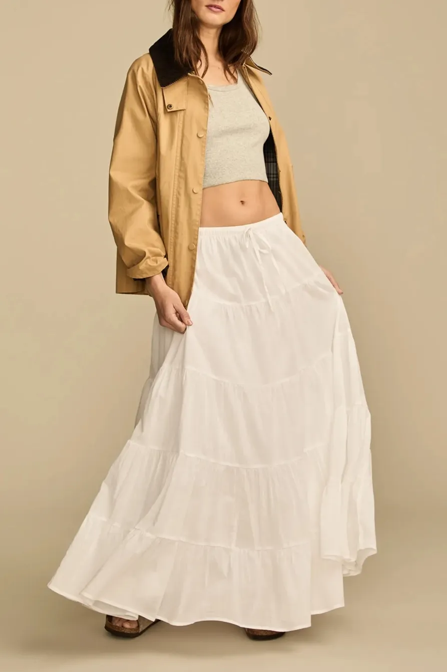 Bright White Tiered Maxi Skirt