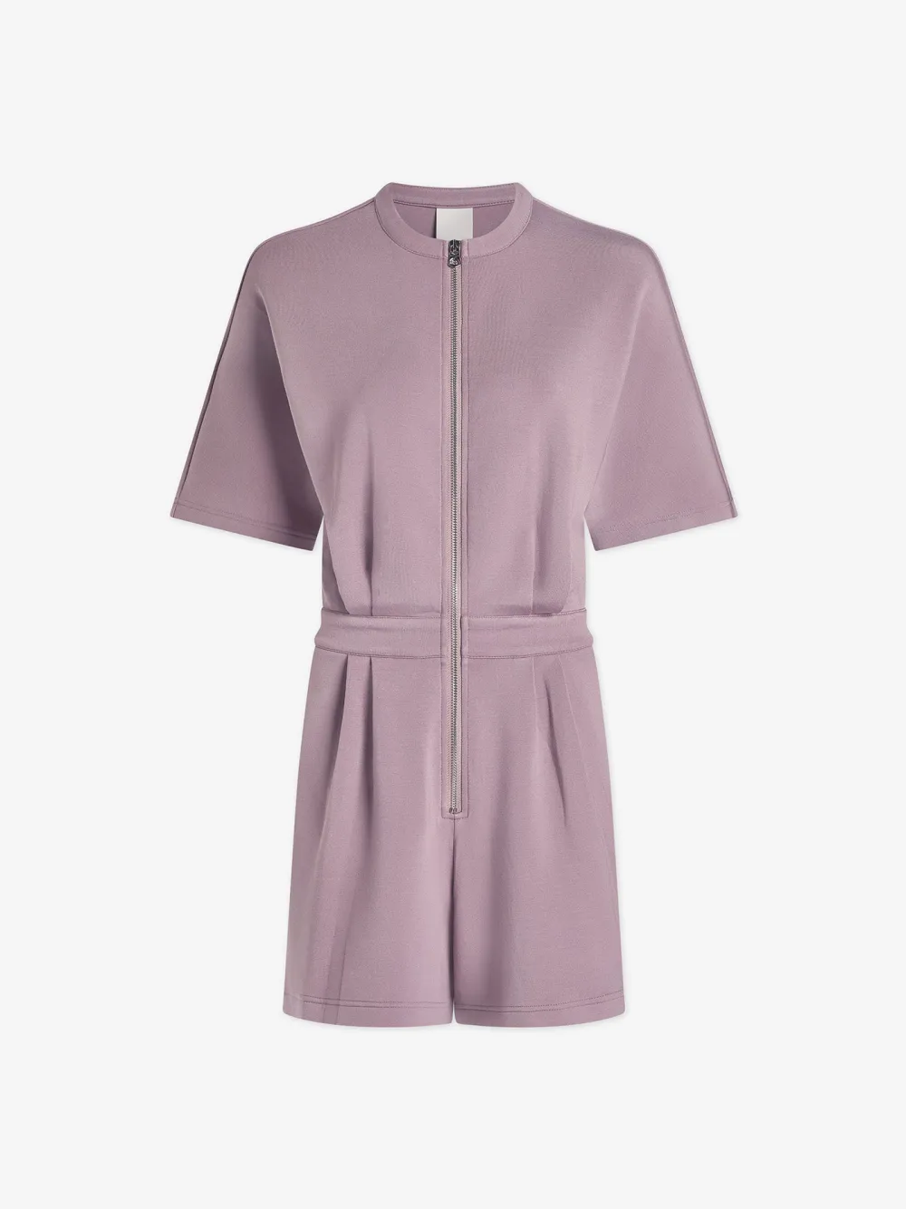 Fashionable Half-Sleeve Zip-Front Jumpsuit