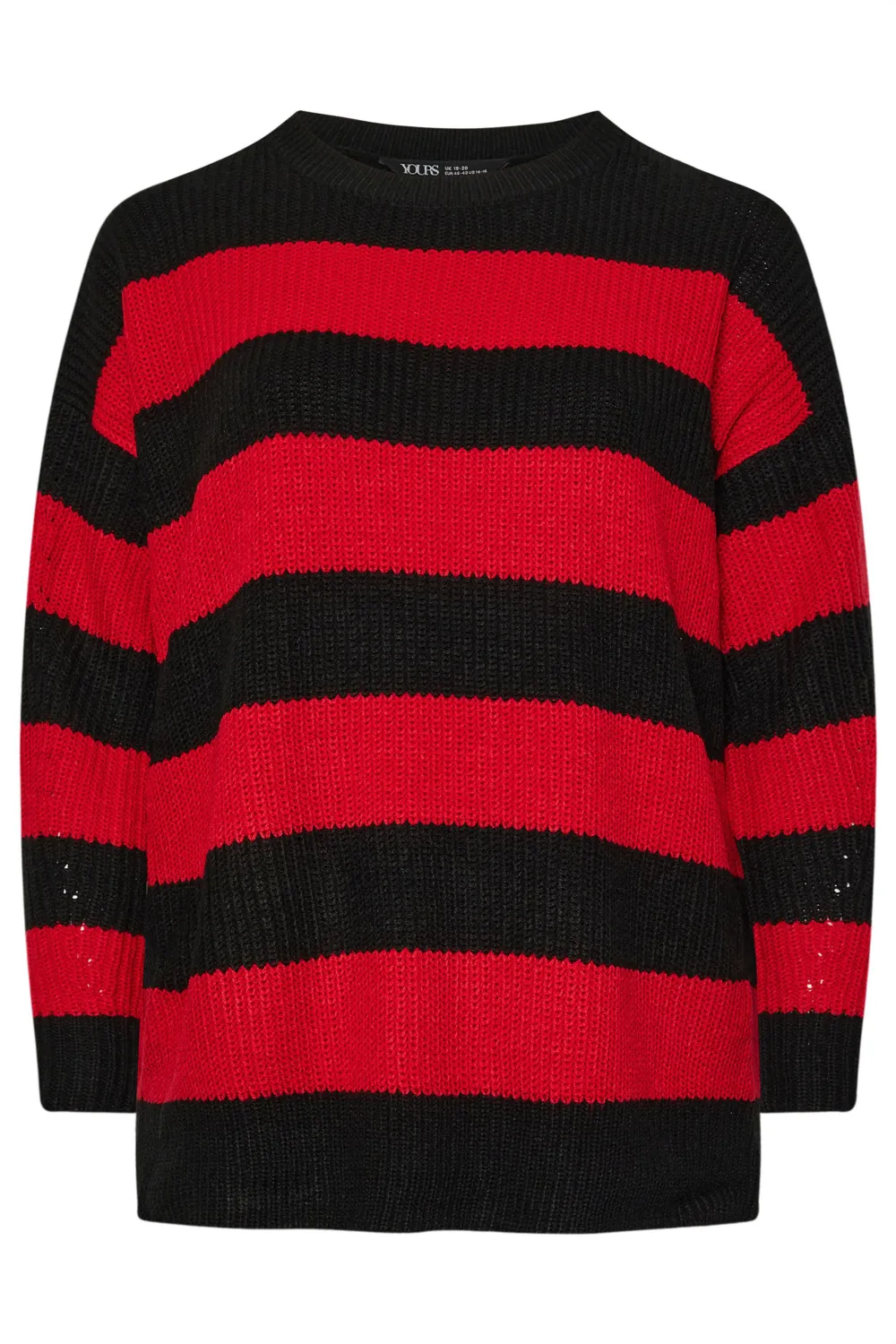 YOURS Curve Black & Red Stripe Knitted Jumper