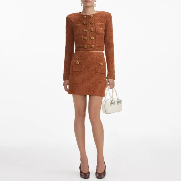 Brown Textured Knit Jacket