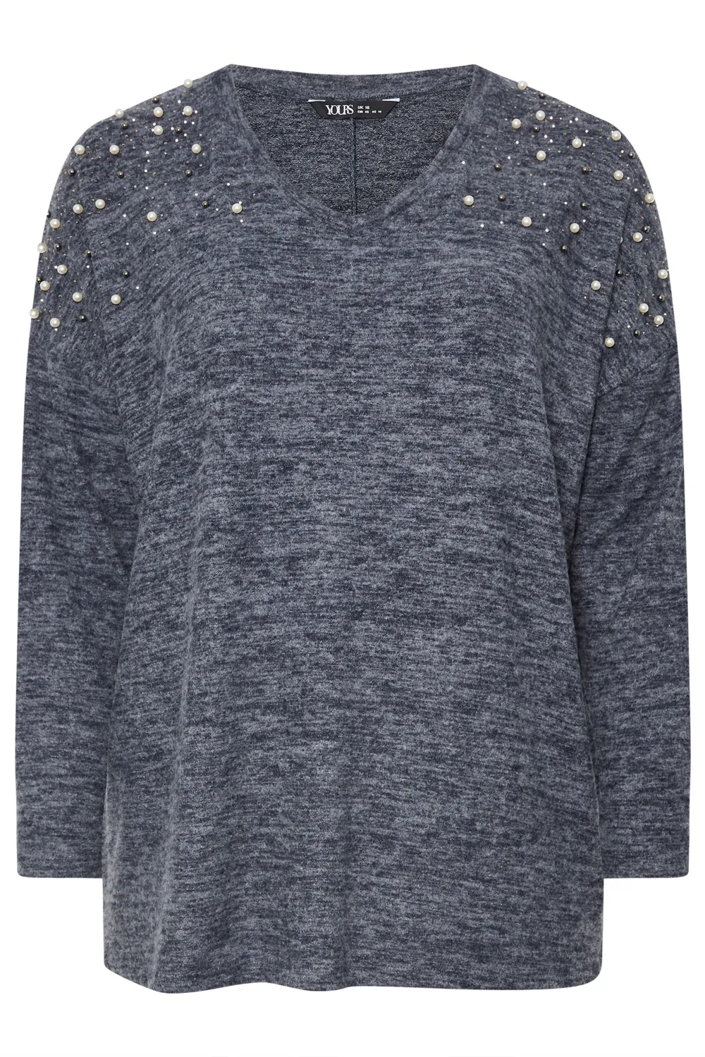 YOURS Curve Natural Brown Pearl Embellished Jumper