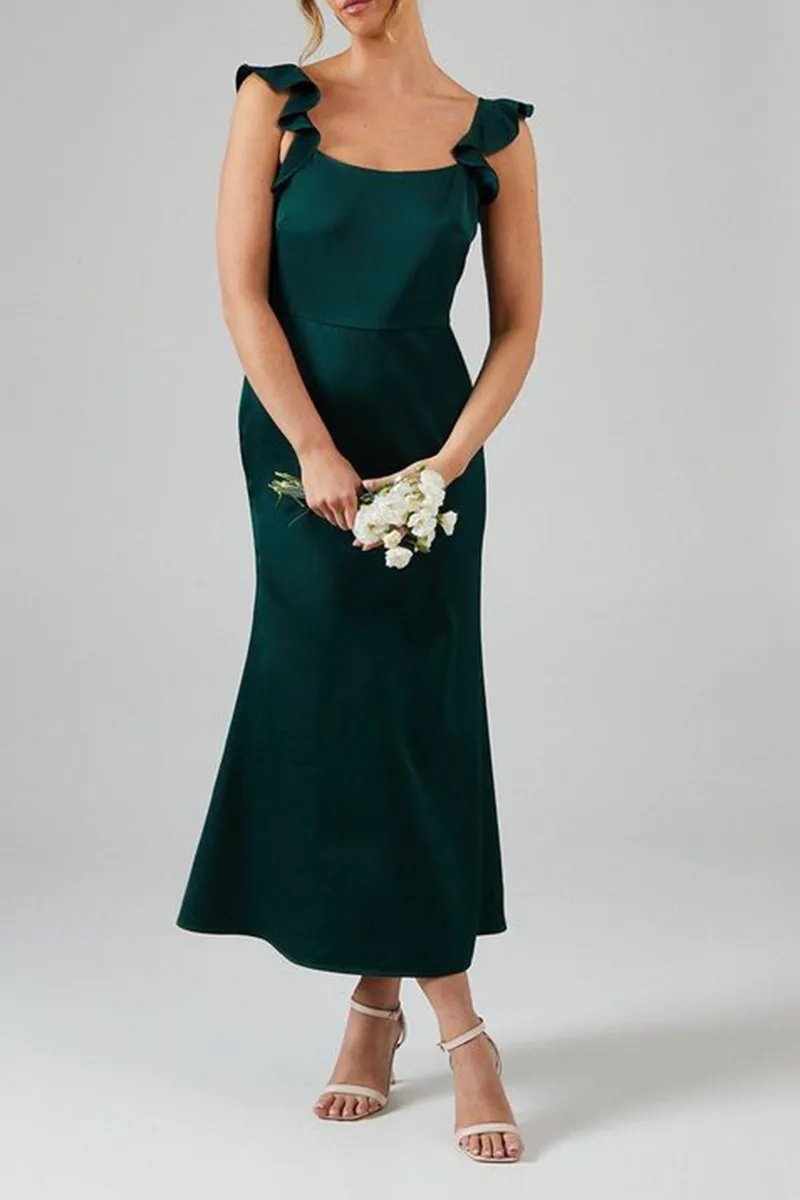Casual Style Ruffle Square Neck Dress