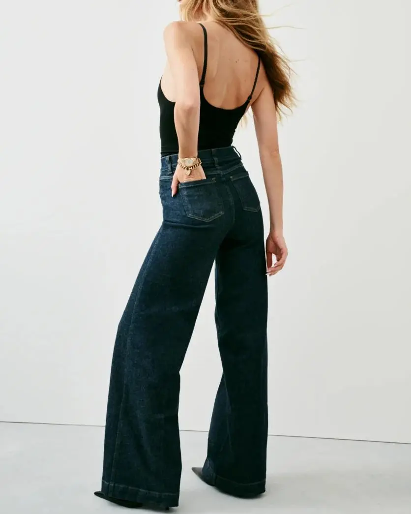 Raw Indigo Wide Leg Jeans