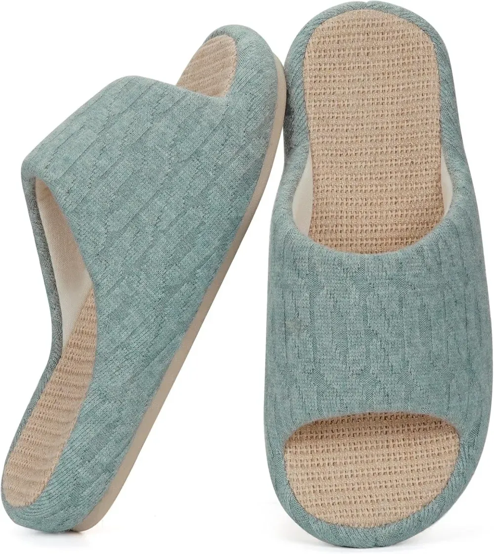 Slippers for Women Memory Foam Open Toe House Slippers Cute Comfy Bedroom Slides Slip on Slippers for Summer Indoor