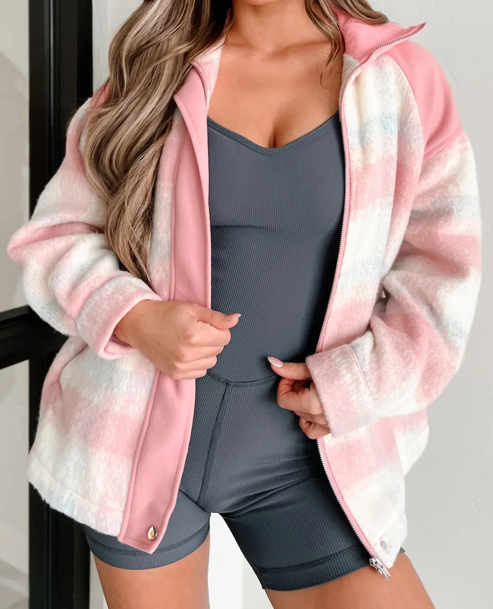 Retro Pink Plaid Jacket