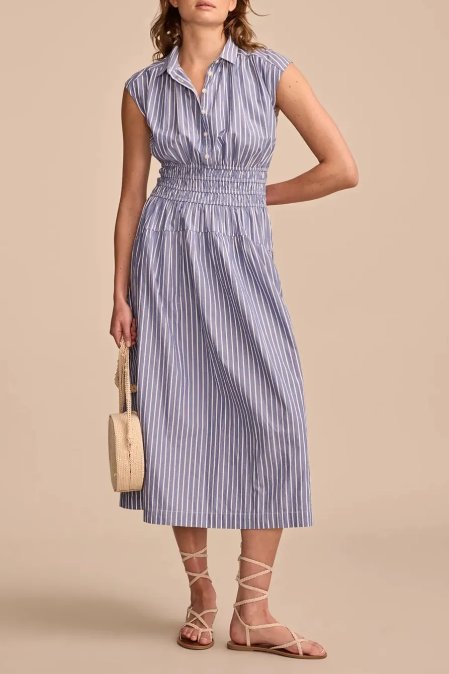 Smocked Dropped Waist Midi Dress