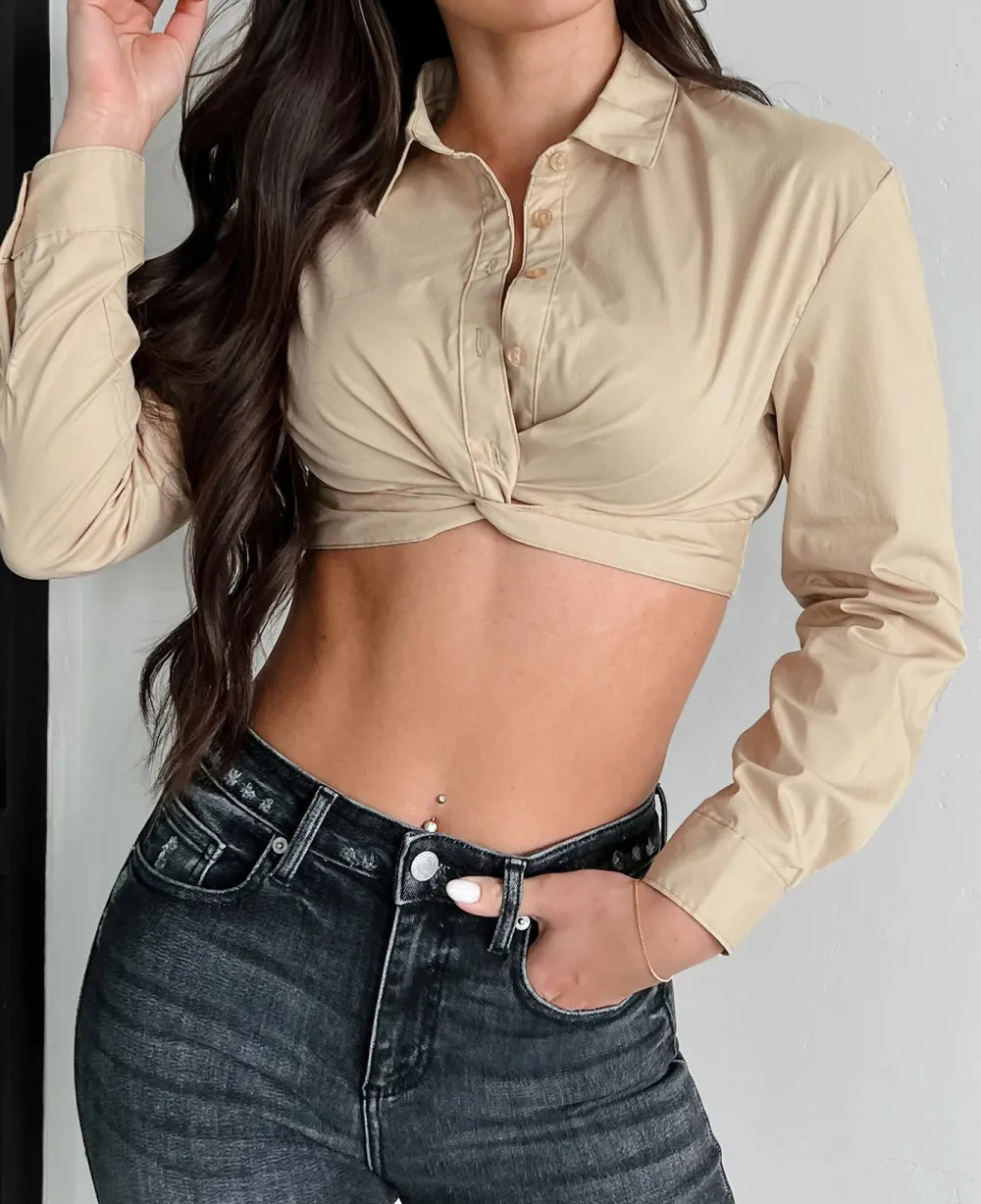Cropped Button-Down Shirt