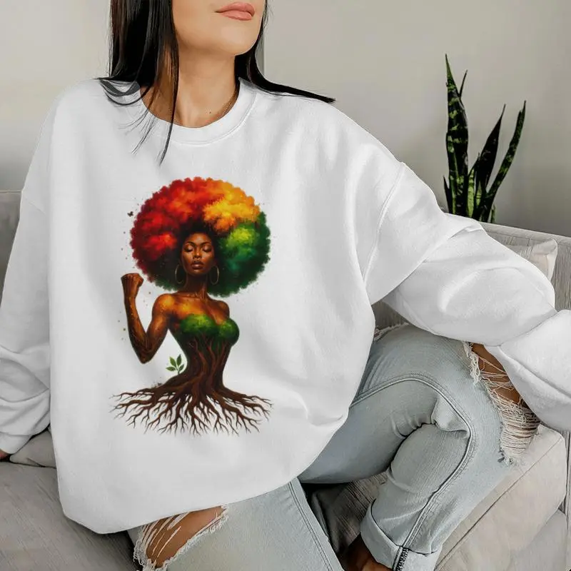Afro Tree Woman Black Queen Melanin Roots Pride African Girl Women Sweatshirt