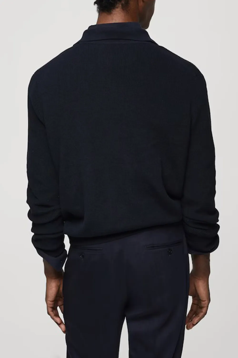 Ribbed Knit Polo Shirt