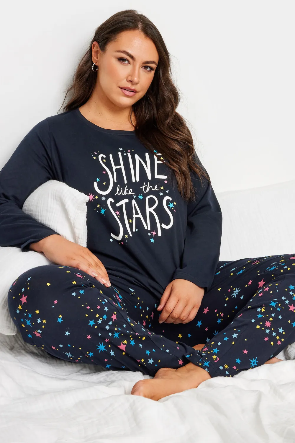 YOURS 4 PACK Curve Navy Blue Star Print Pyjama Set