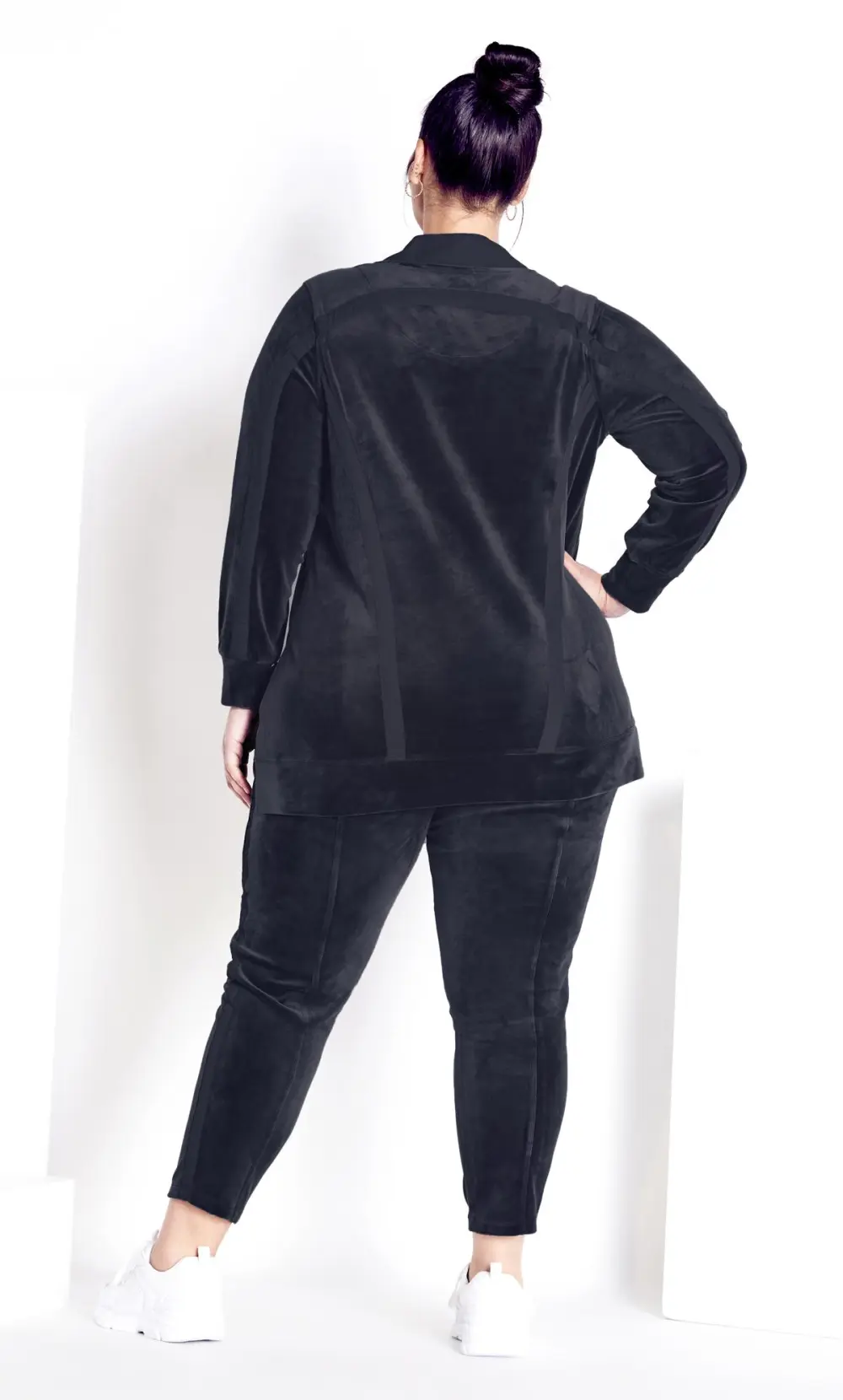 Evans Grey Velour Panel Pant