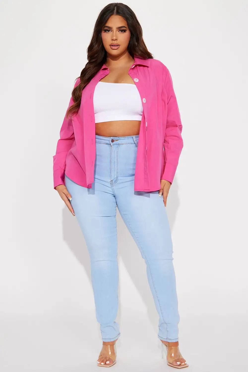 Manifesting Needs Poplin Shirt - Fuchsia