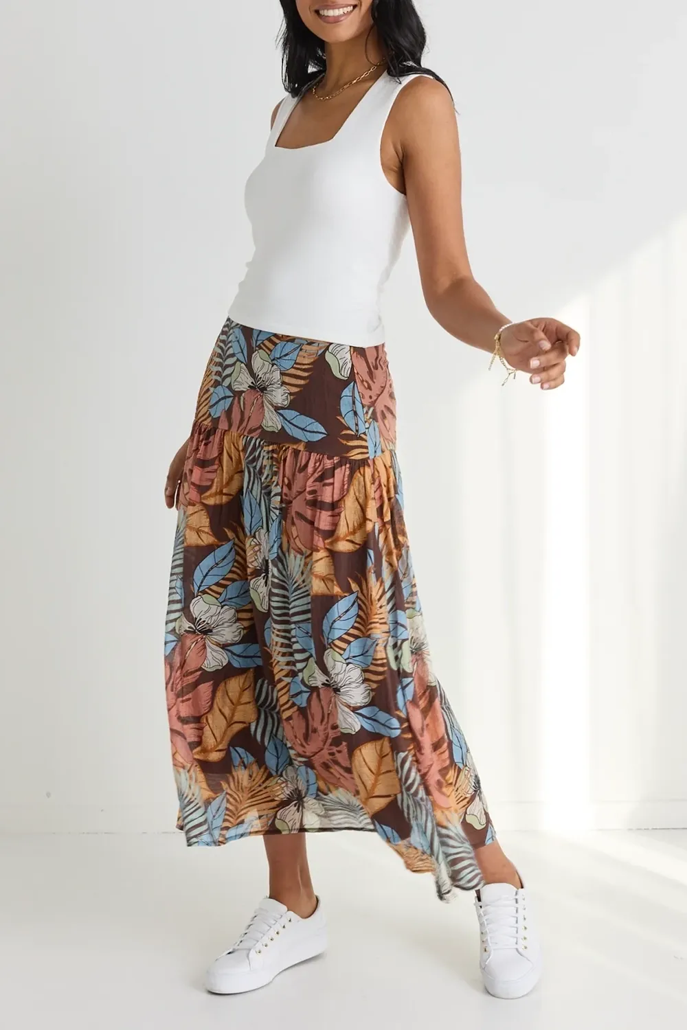 Floral Print Large Hem Vacation Skirt