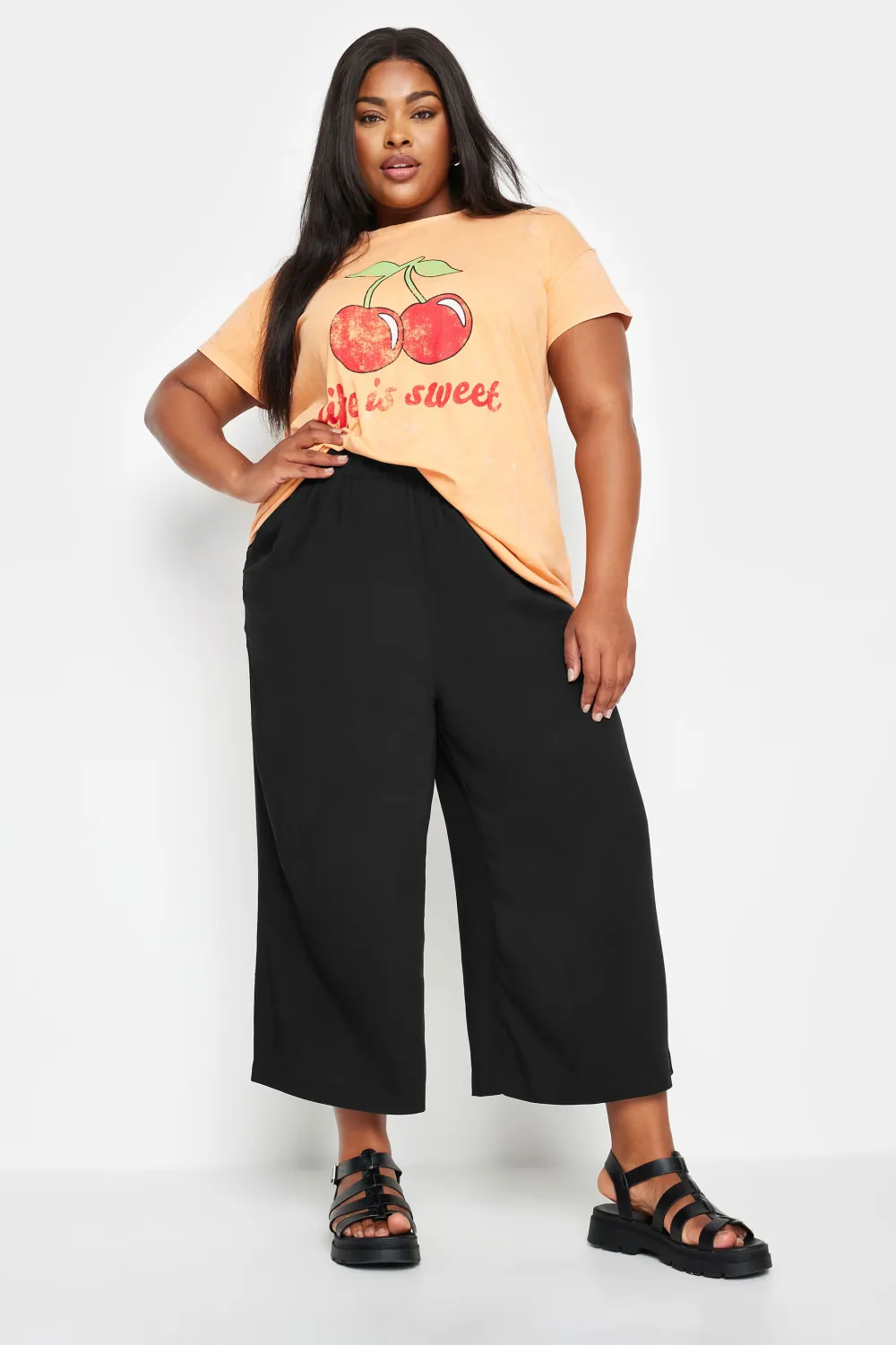 YOURS Curve Khaki Green Cropped Trousers