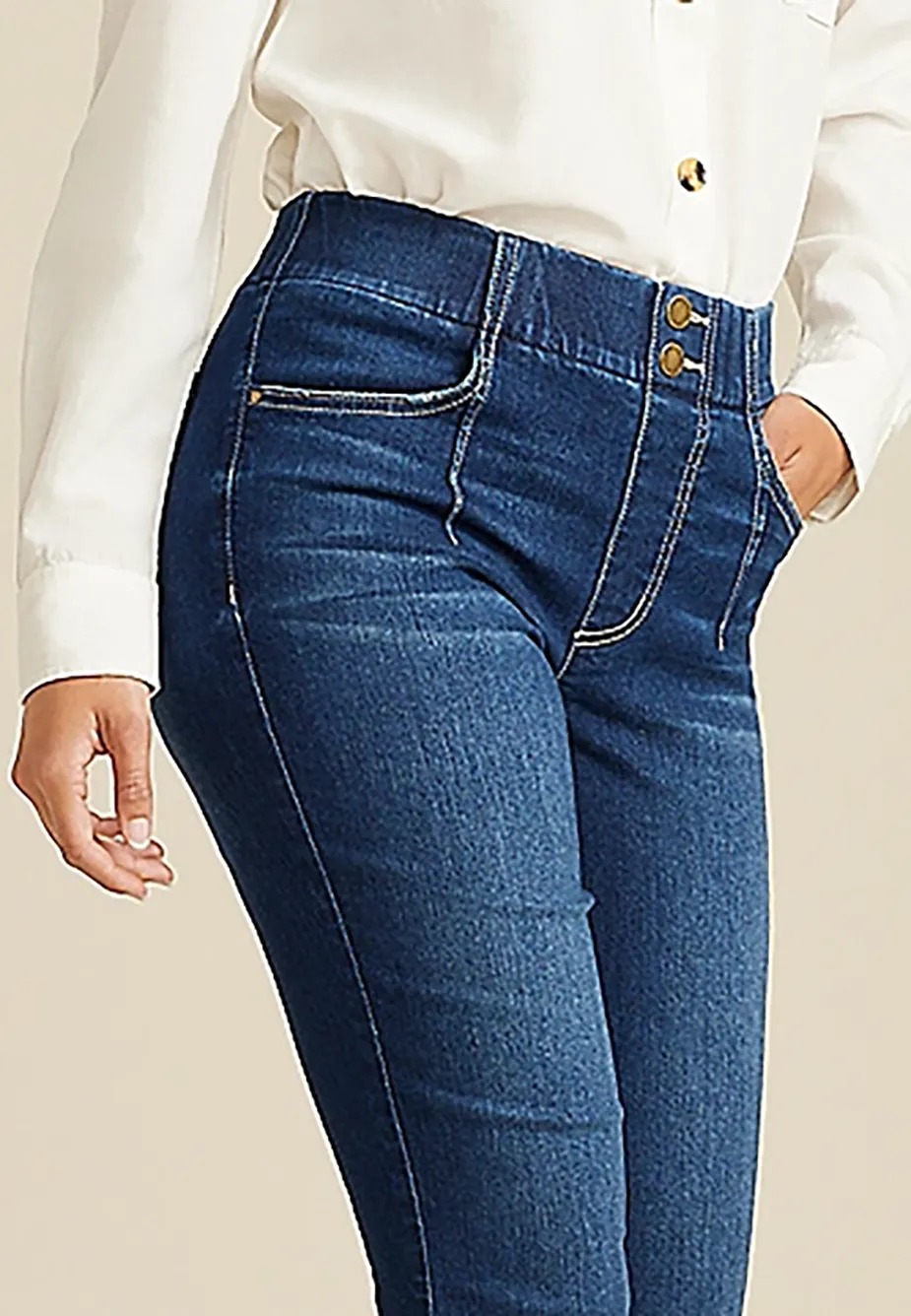 Dark High Rise Pull On Flare Jean
