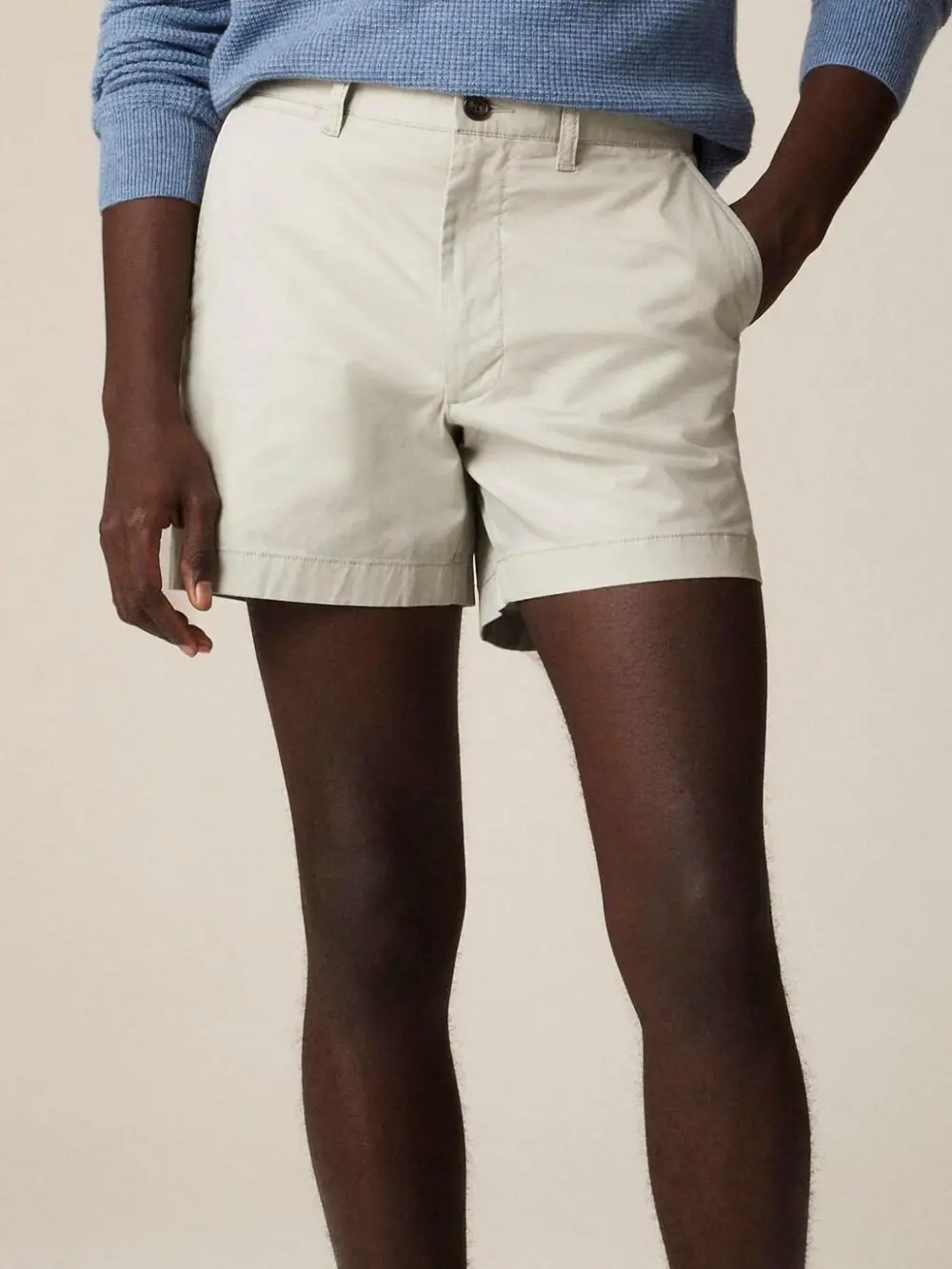 Beige Linen Blend Shorts