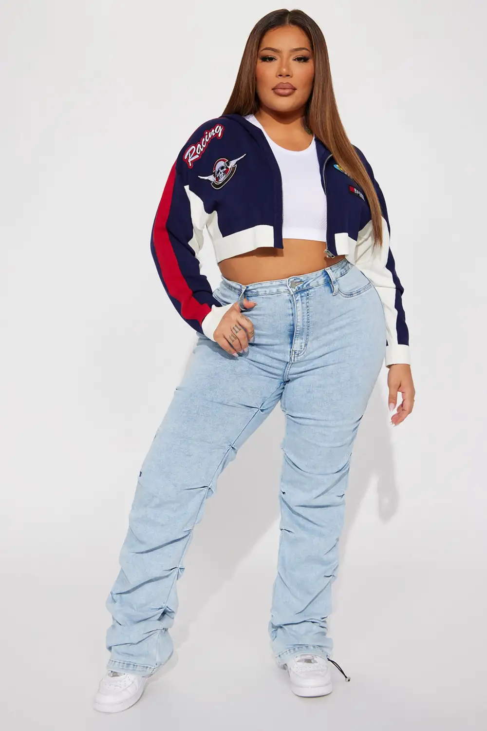 Rough Racer Moto Sweater - Navy/combo