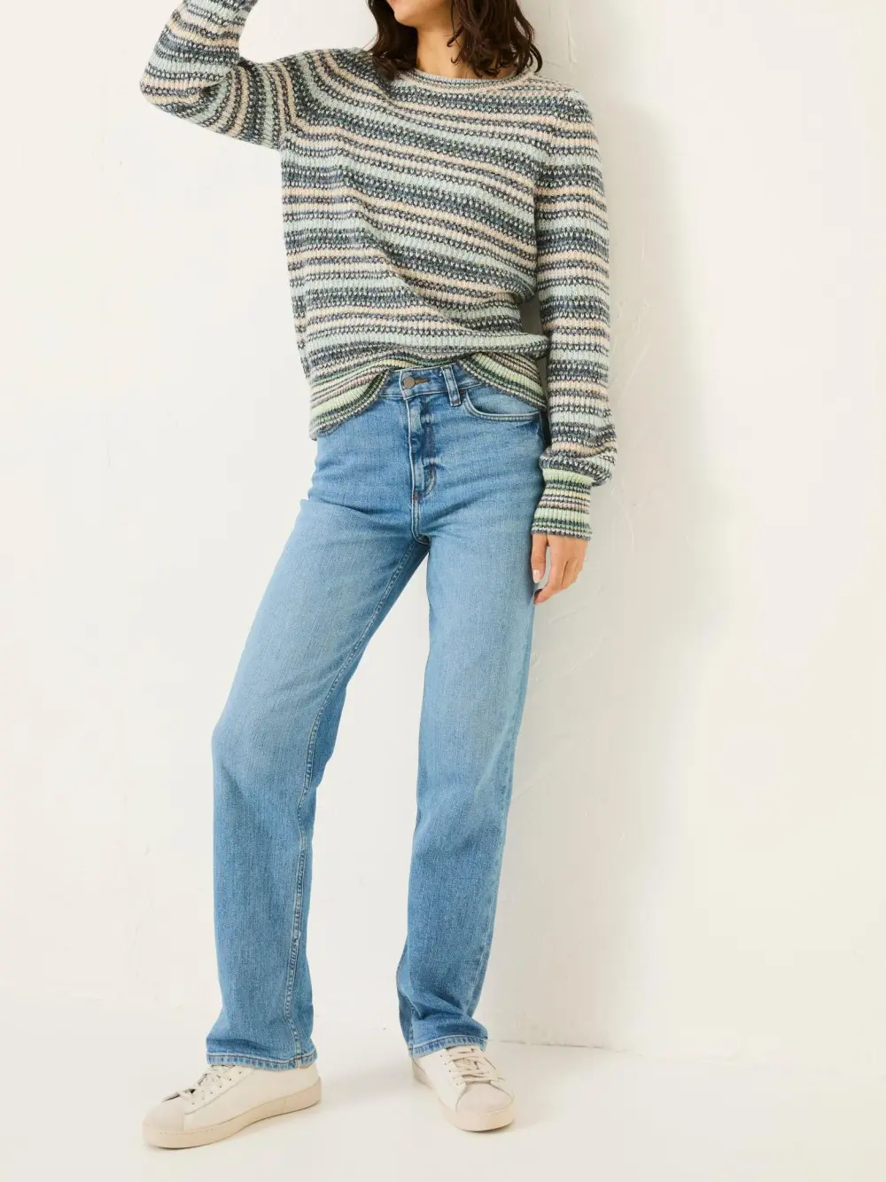 Blue Soraya Stripe Knitted Crew Neck Jumper