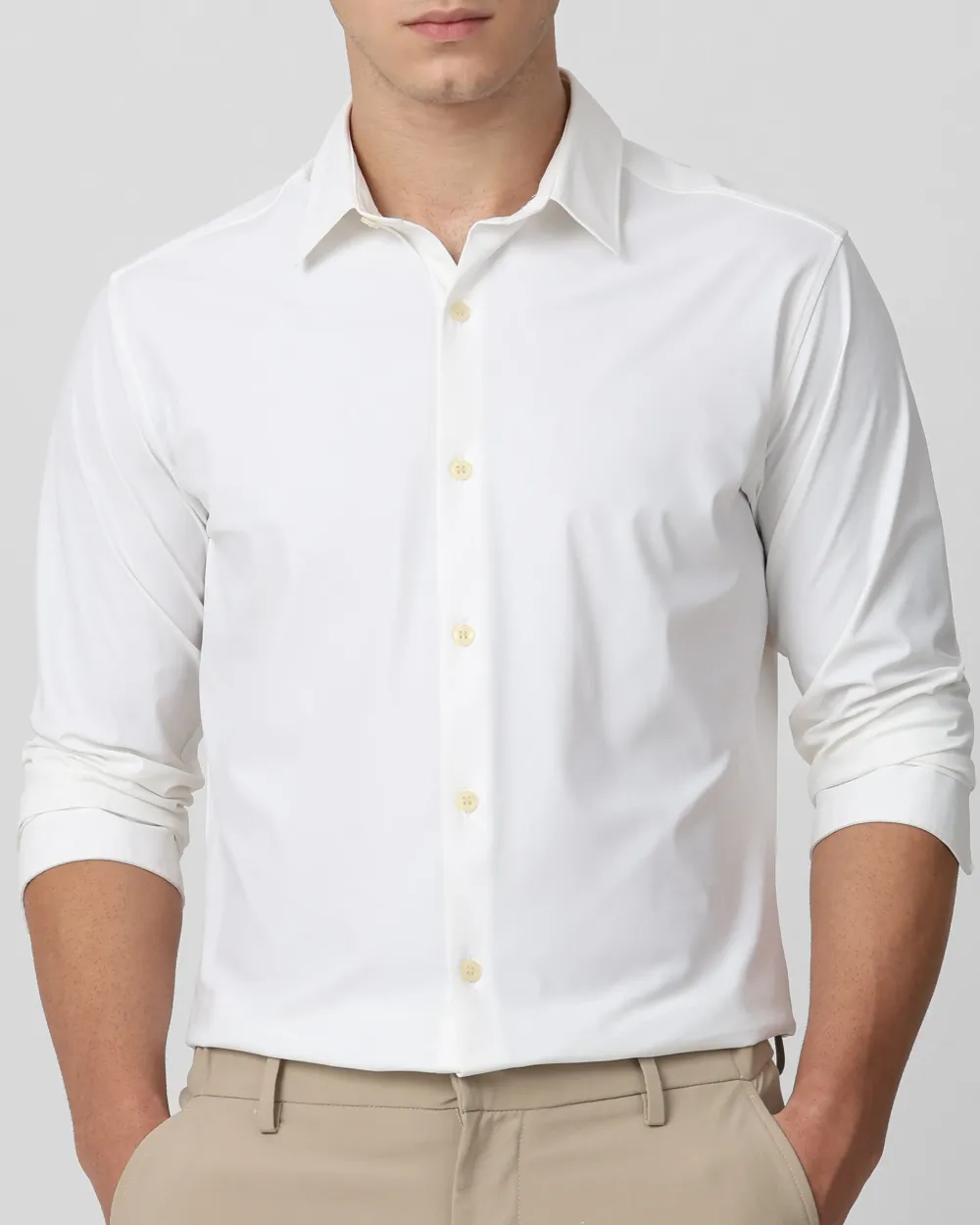 Leisure Soft And Comfortable Slim-Fit Dark White Shirt