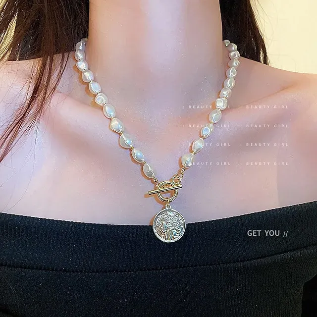 1PC Necklace For Women's Pearl Necklace for Women 18k Gold Filled Dainty Freshwater Pearl Necklace Handmade Simple Pearl Necklaces Everyday Jewelry Gifts