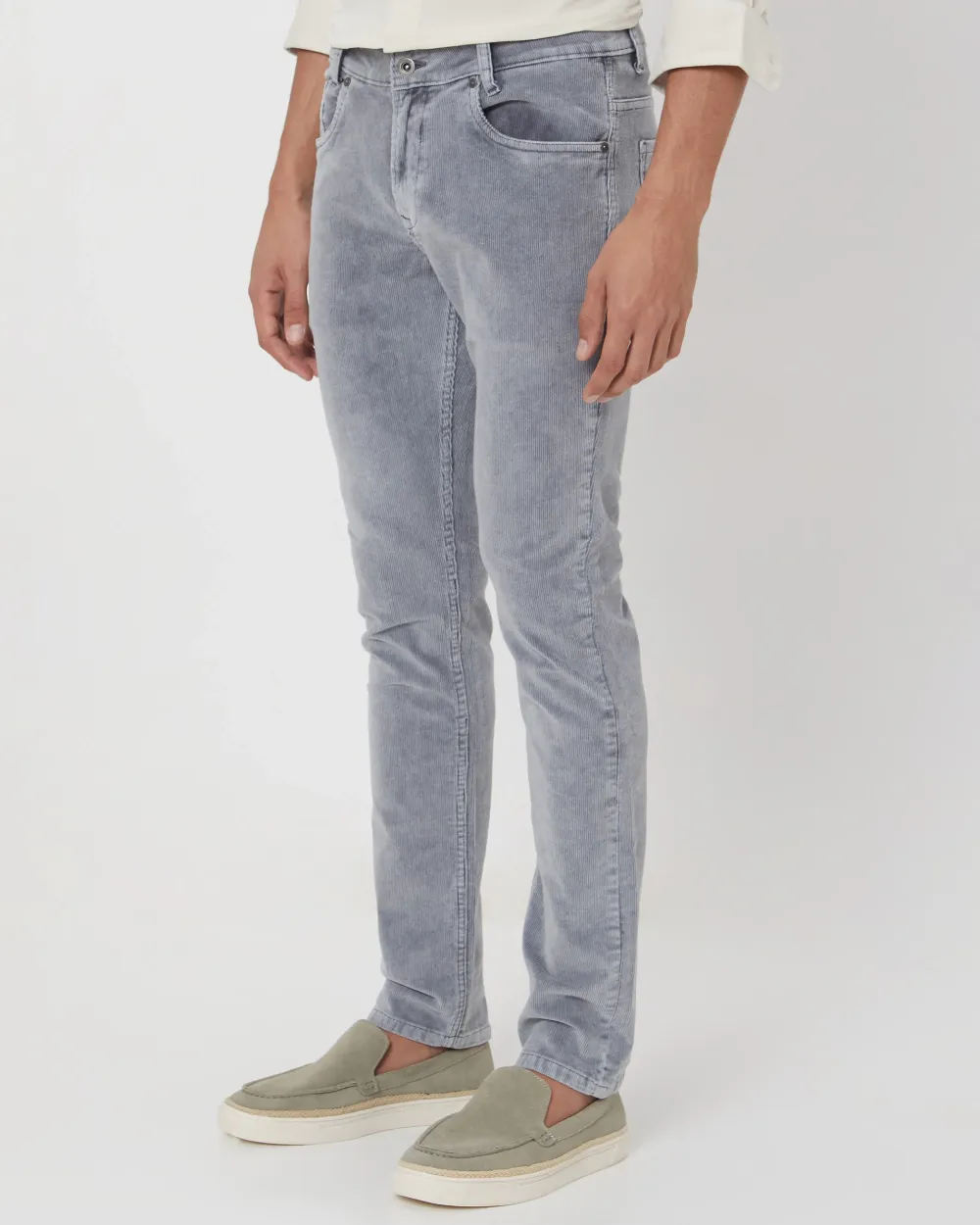 Classic Versatile Slim-Fit Straight-Leg Grey Trousers