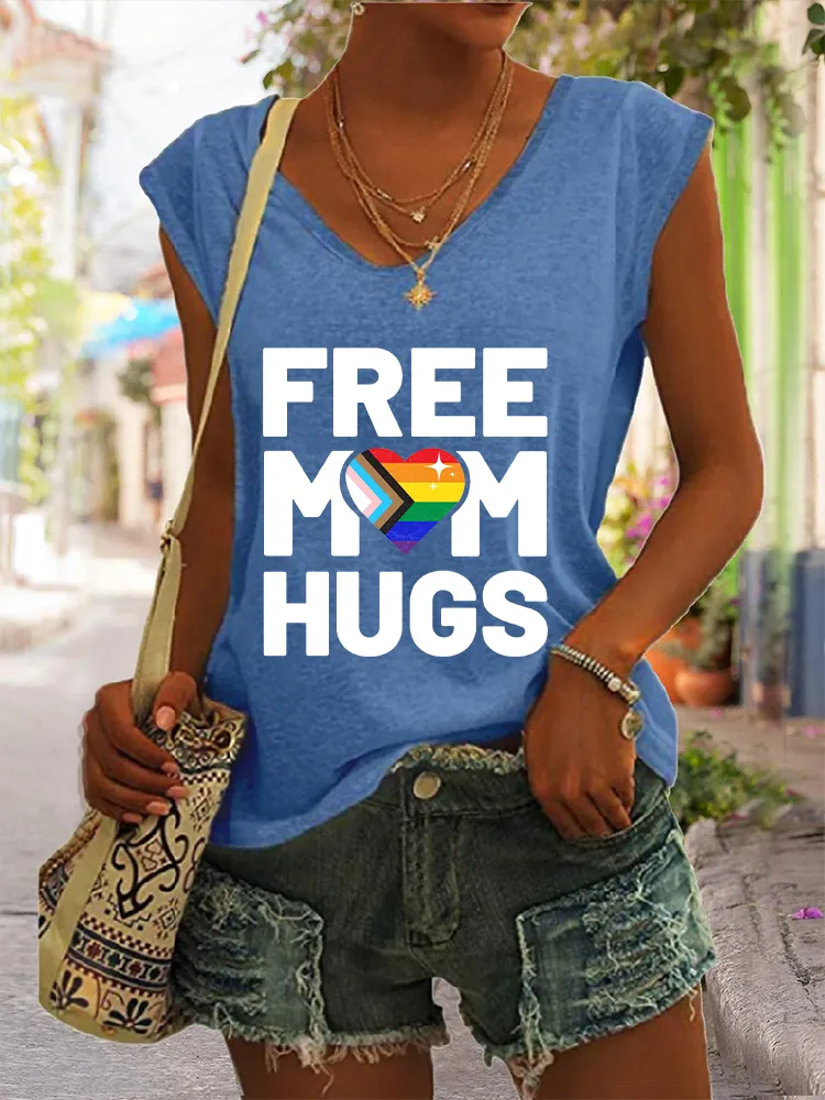 Women's Gay Day Free Mom Hugs V-neck Vest
