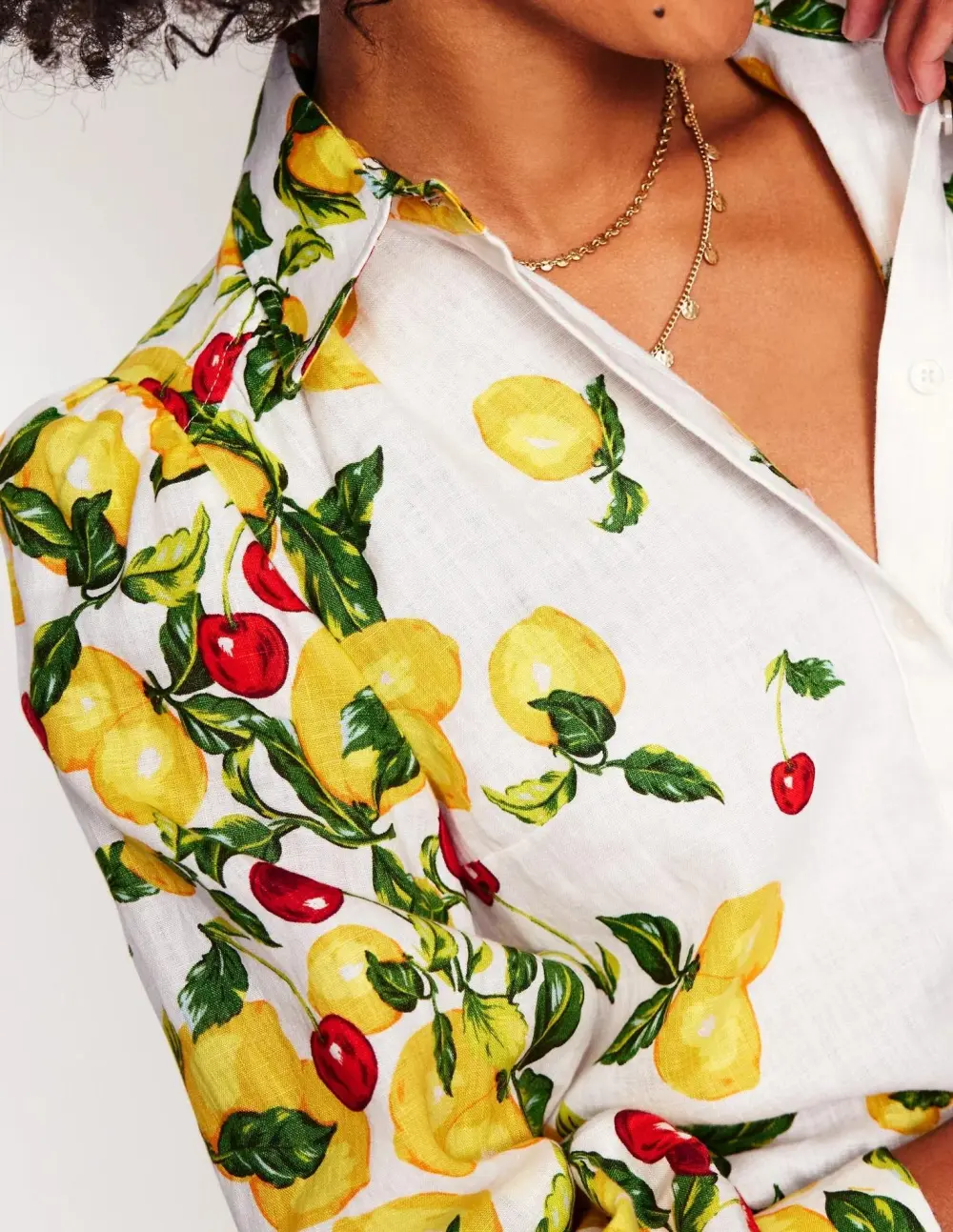 Lemon - Print White Cotton Shirt