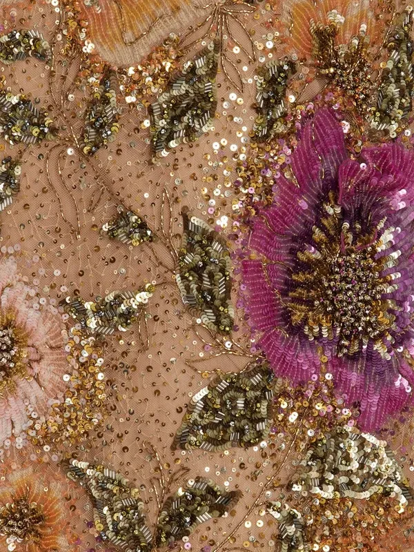 Round Neck Sequined Print Sheath Maxi Dress