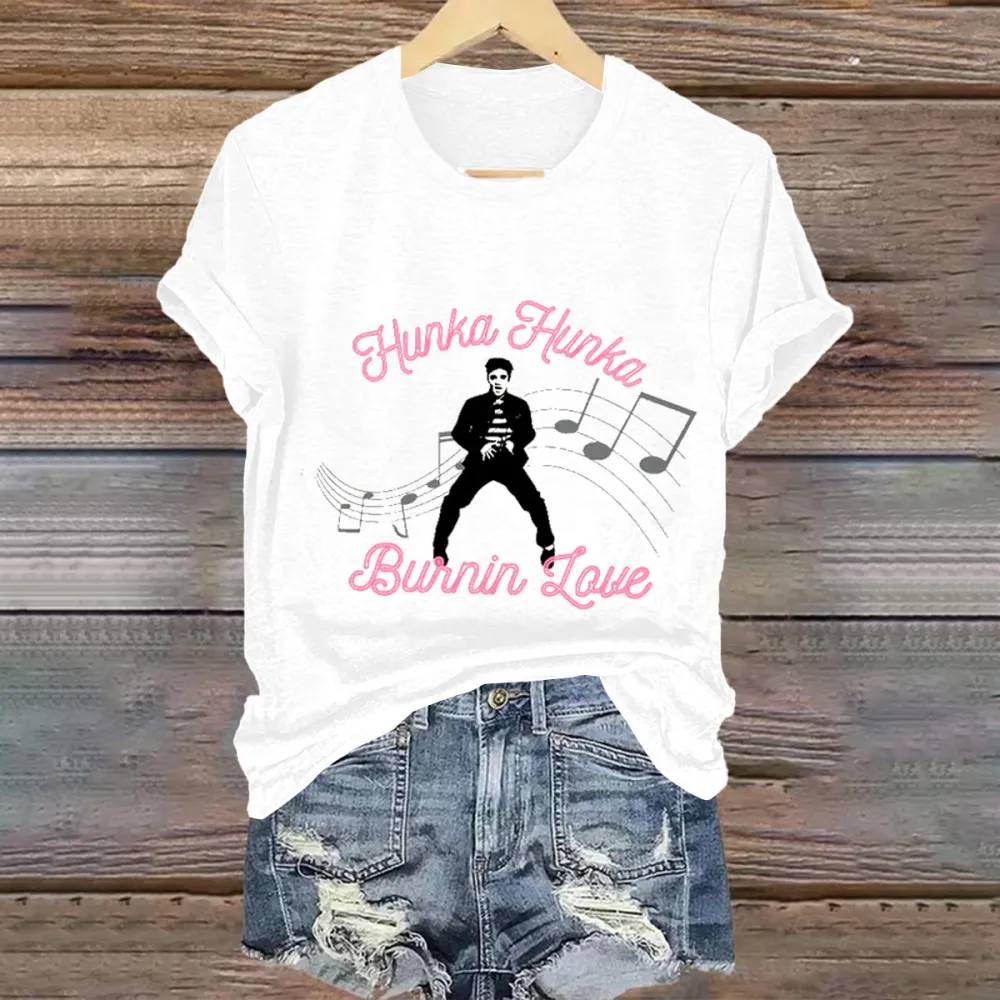 Women's Hunka Hunka Print Short Sleeve Round Neck Cotton T-Shirt