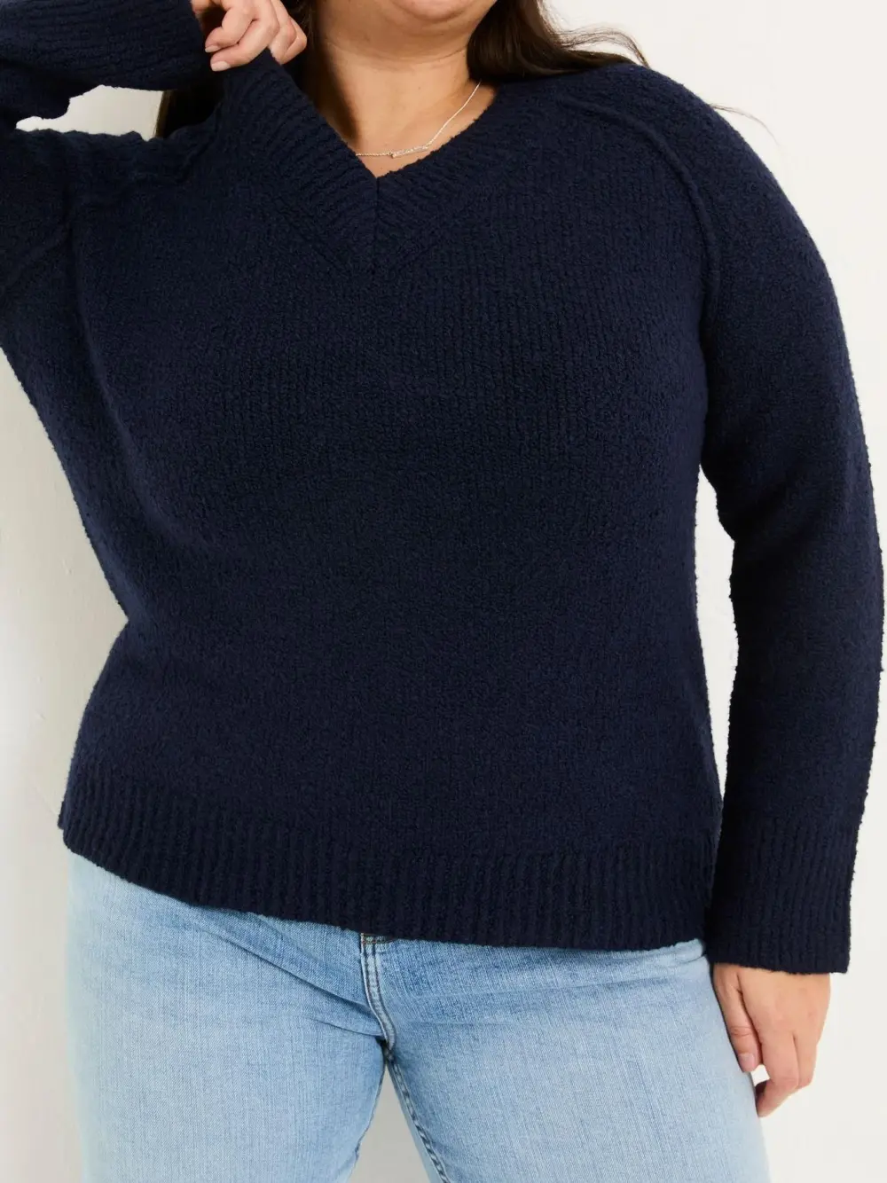 Navy Relaxed V-Neck Sweaters