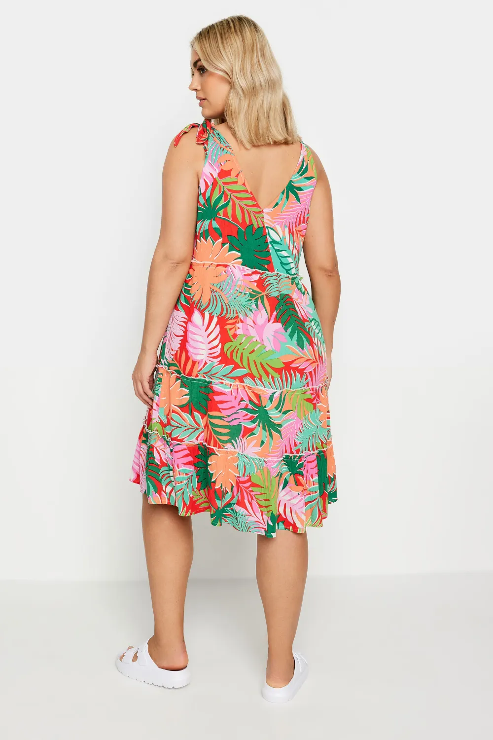 LIMITED COLLECTION Curve Red Tropical Tiered Midi Dress