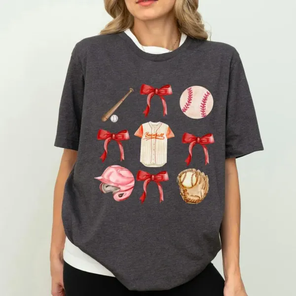 Baseball Season Printed Round Neck Short Sleeve T-Shirt