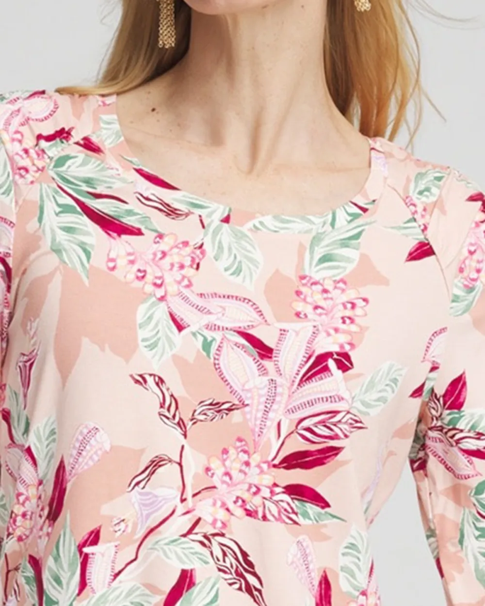 Long Sleeve Pink Floral Crew Neck Tee