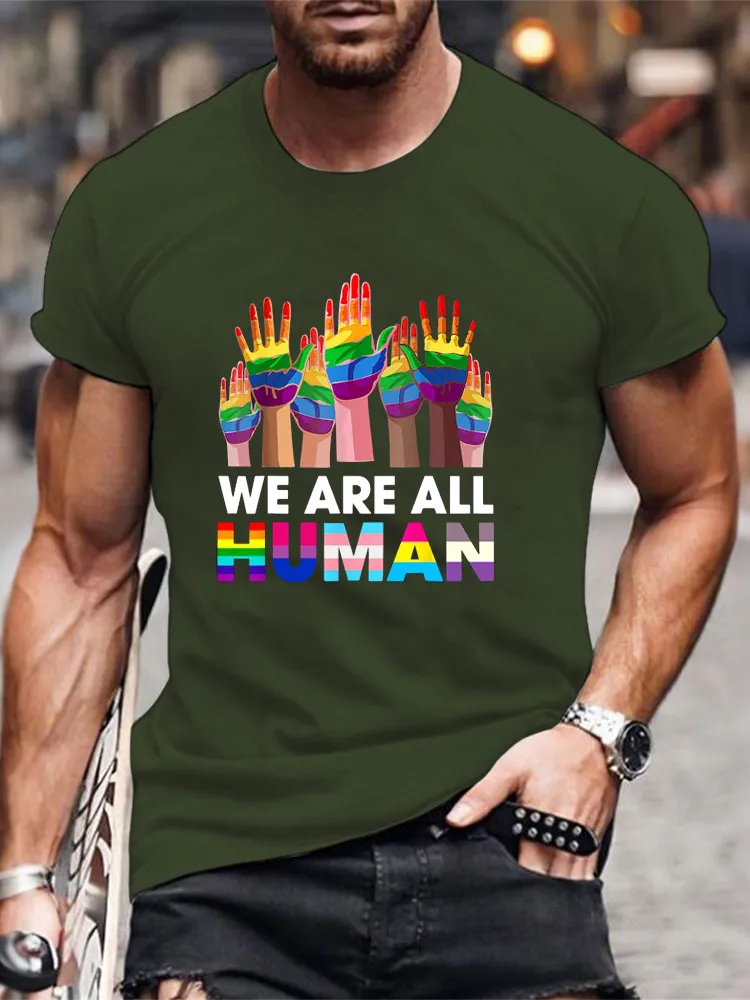 Rainbow LGBT LGBTQ Transgender Gay Pride We Are All Human T Shirt
