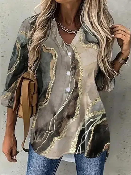 Attractive Collared Print Top