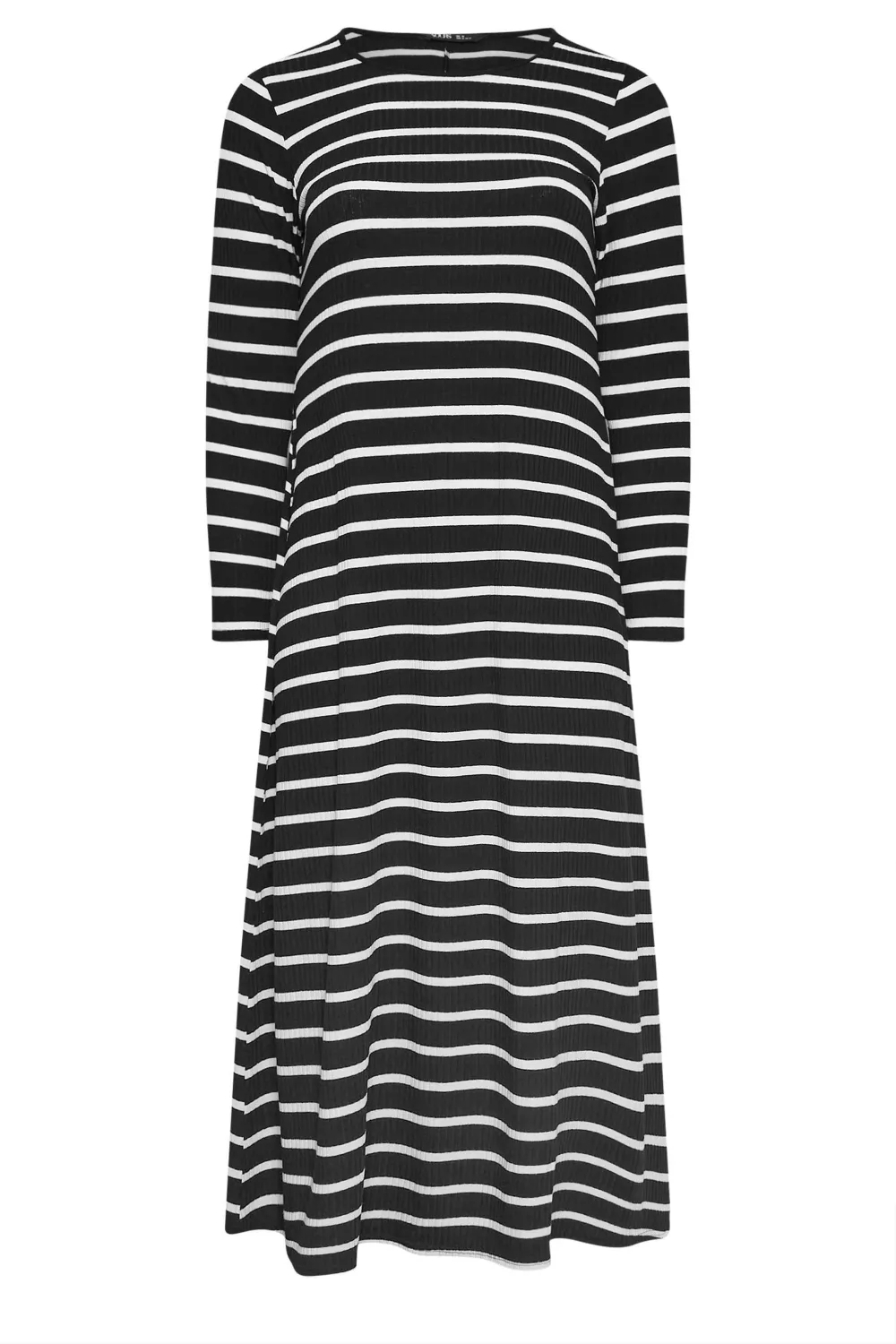 YOURS Curve Black Stripe Long Sleeve Maxi Dress