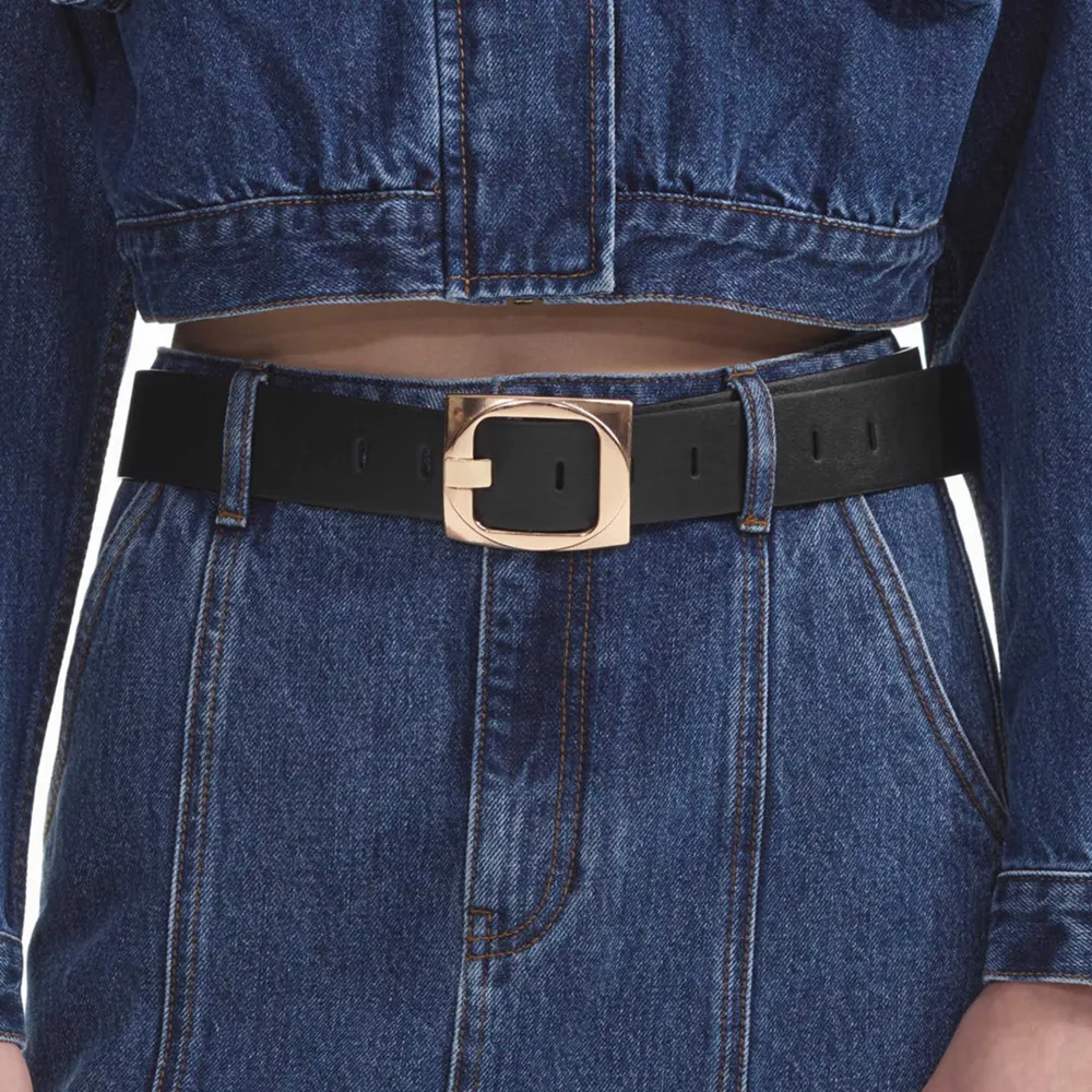 Flared Denim Midi Skirt