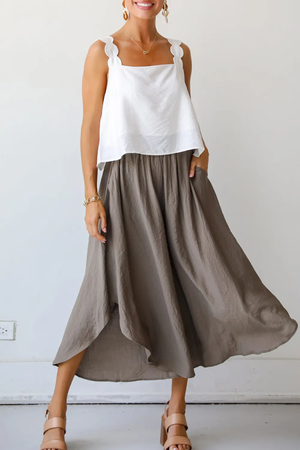 Carefree Energy Mocha Wide Leg Pants