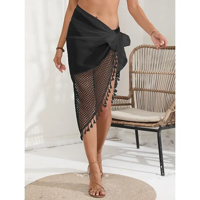 Women's Swimwear Bikini Bottom Beach Bottom Normal Swimsuit 2 Piece Tassel Plain Black White Pink Blue Green Bathing Suits Sexy Beach Wear Holiday