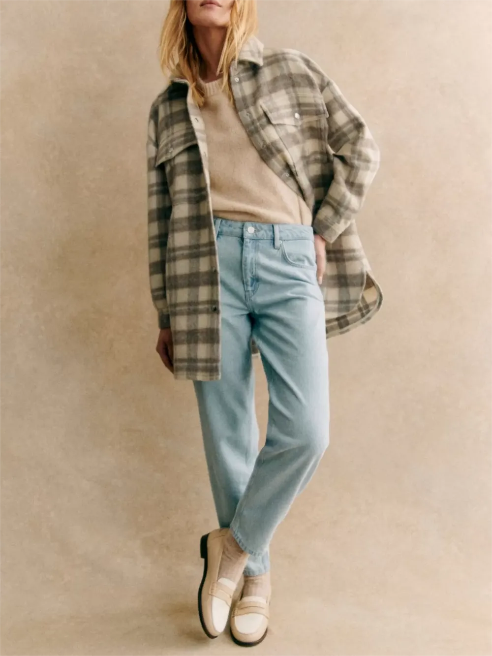 Oversized Check Wide Sleeves Jacket