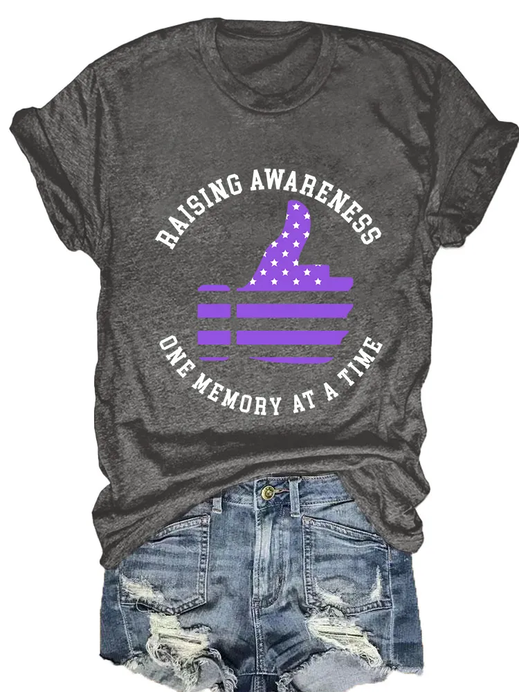 Women'S Raising Awareness One Memory At A Time Round-Neck Short-Sleeved T-Shirt
