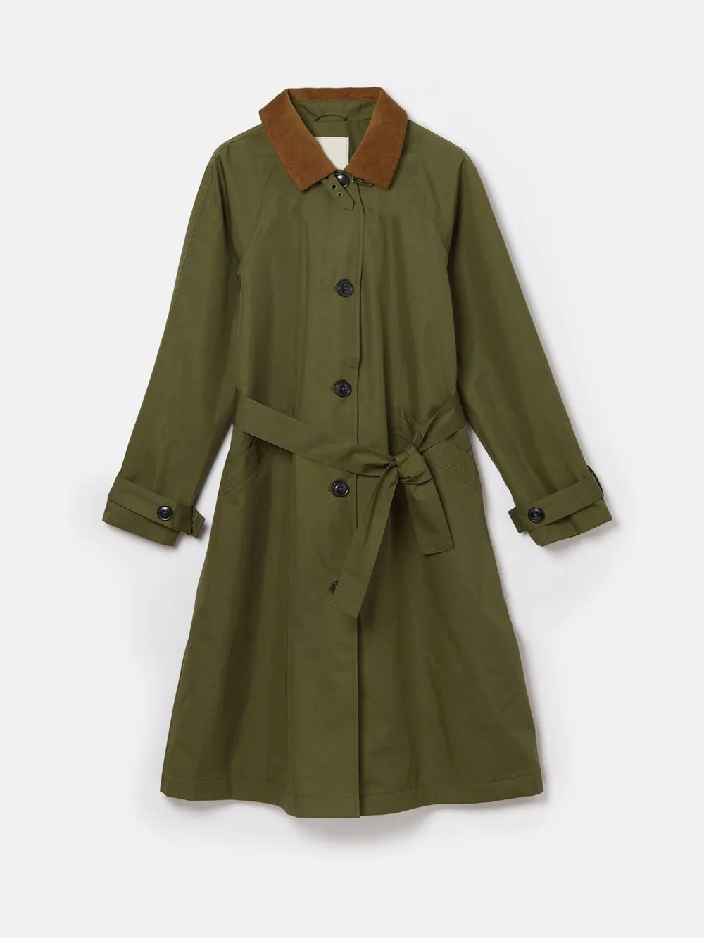 Green Waterproof Belted Trench Coat
