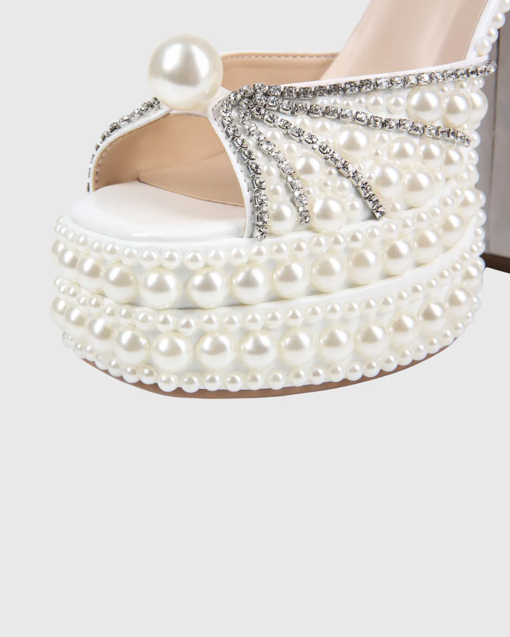 Rhinestone Pearl Platform Strap Sandals