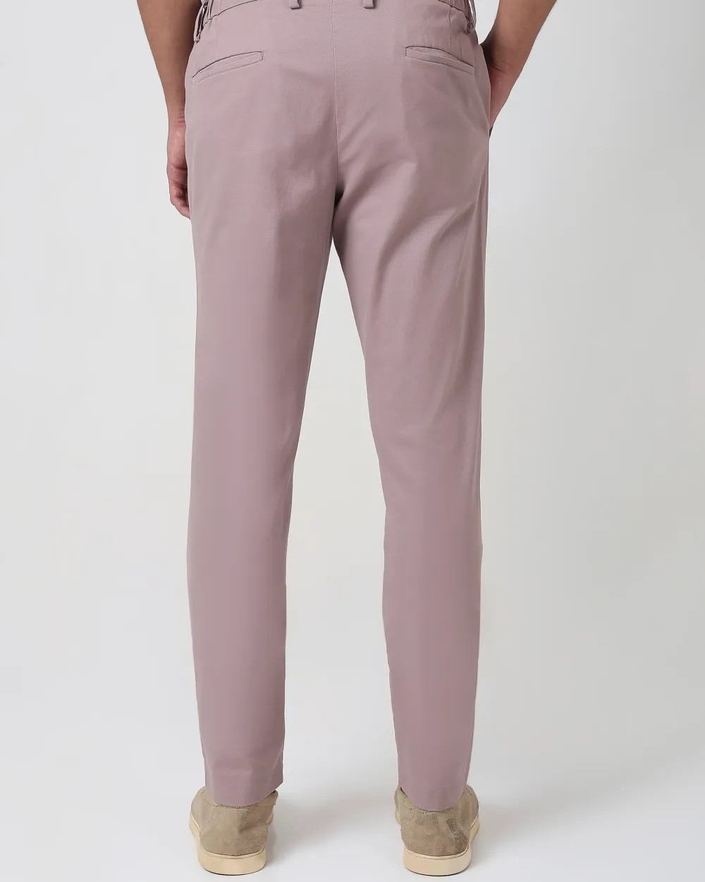 Classic Versatile Slim-Fit Straight-Leg Pink Trousers