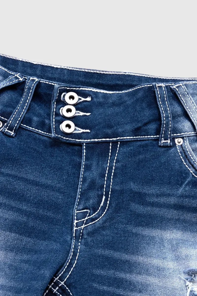 Distressed Low Rise Bootcut Jeans