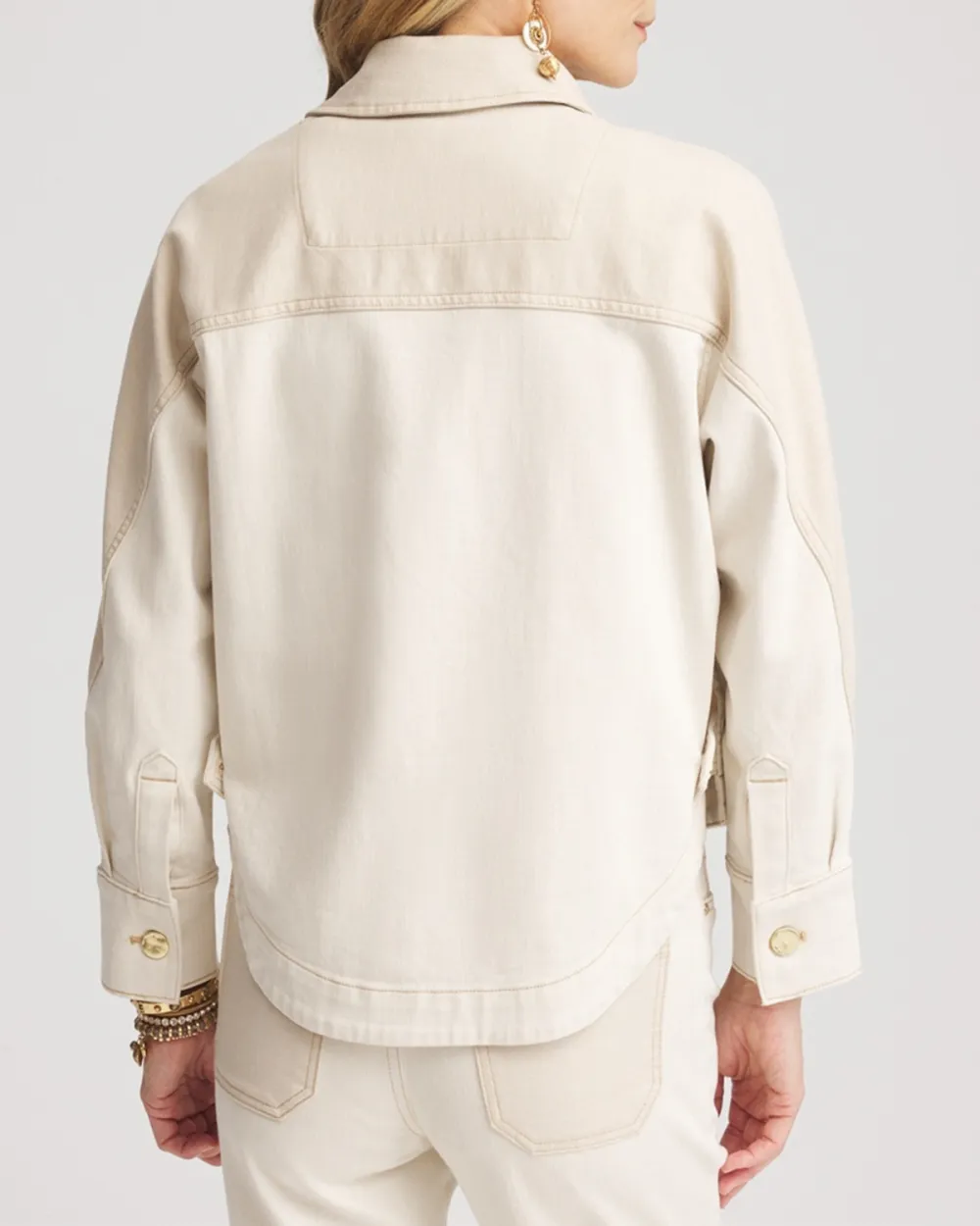 Beige Pocketed Colorblock Jacket