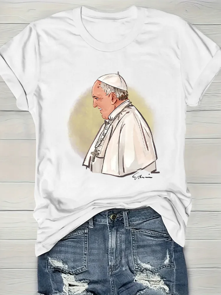 Women's God Never Tires Of Forgiving Us Print Short Sleeve Round Neck Cotton T-Shirt