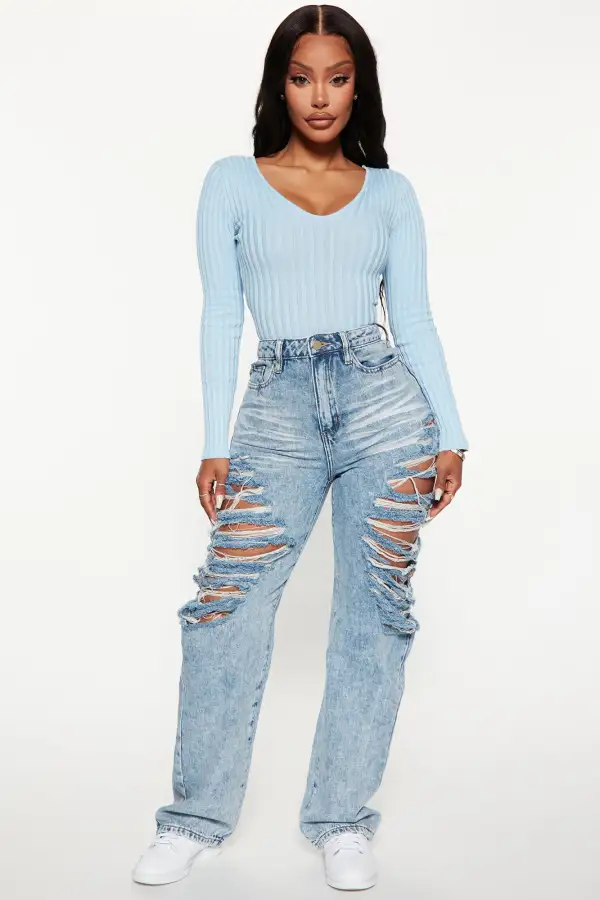 Kallan Knit Sweater Top - Blue