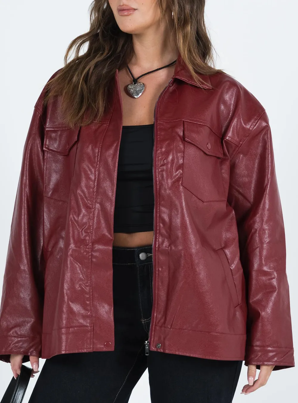 Classic Faux Leather Button Up Jacket