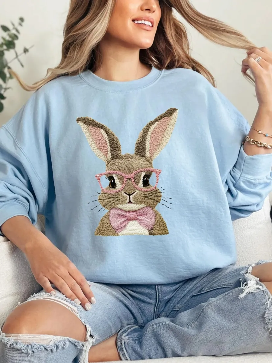 Bunny Glasses Print Sweatshirt